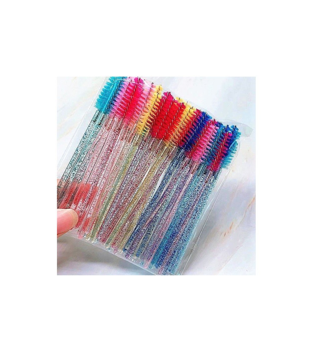 Eyelash combs, GLITTER multi-colored mix, 50pcs/pack