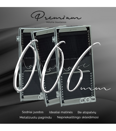 0,06mm "Lašė" Premium Volume blakstienos priauginimui