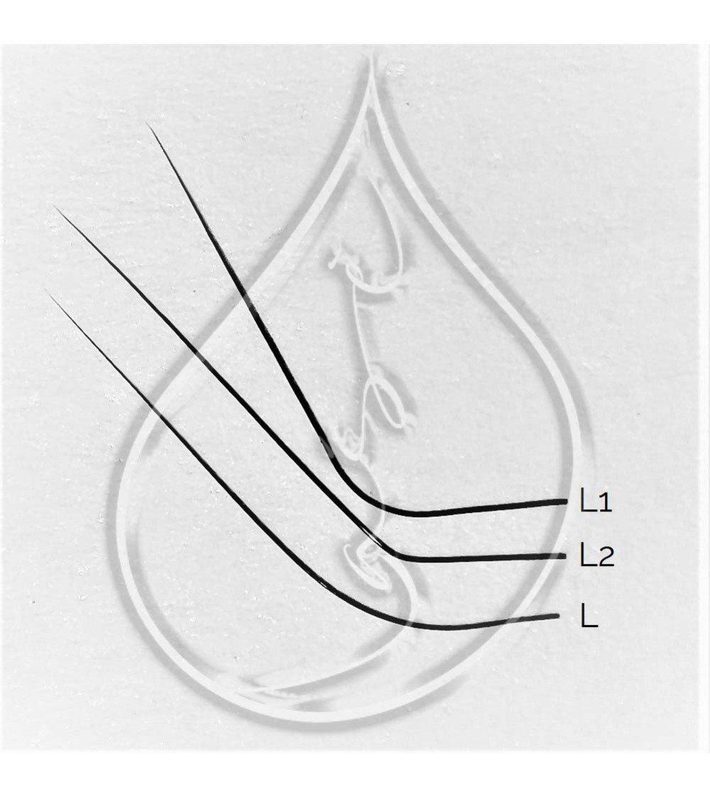 "Lase" L Curl eyelash extensions 0,07/0,1/0,15mm, Black/Brown