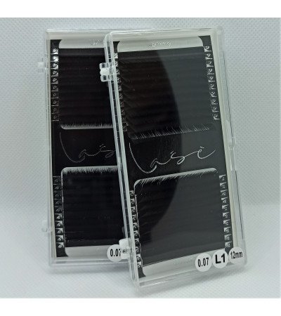 "Lase" L Curl eyelash extensions 0,07/0,1/0,15mm, Black/Brown