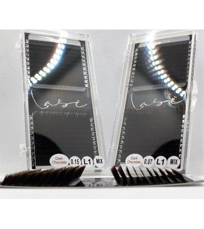 "Lase" L Curl eyelash extensions 0,07/0,1/0,15mm, Black/Brown