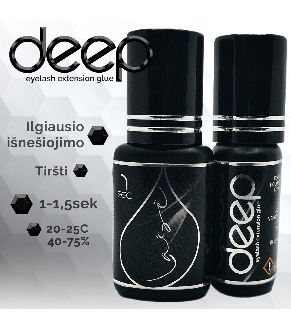 "Lašė" DEEP klijai (tiršti) / 5ml. 1sek, blakstienų priauginimui "Lašė" DEEP klijai (tiršti) / 5ml. 1sek, blakstienų priauginimui