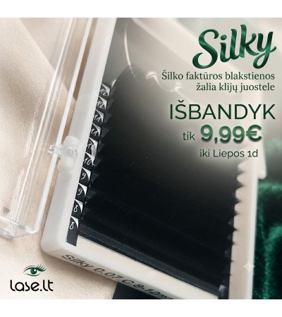 0,07mm "Lašė" SILKY Volume blakstienos žalia juostele (šilko matiškumo)
