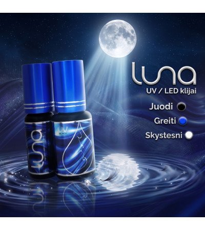 "Lašė" LUNA juodi klijai UV / LED blakstienų priauginimui / 5ml. 0,5sek, be TPO